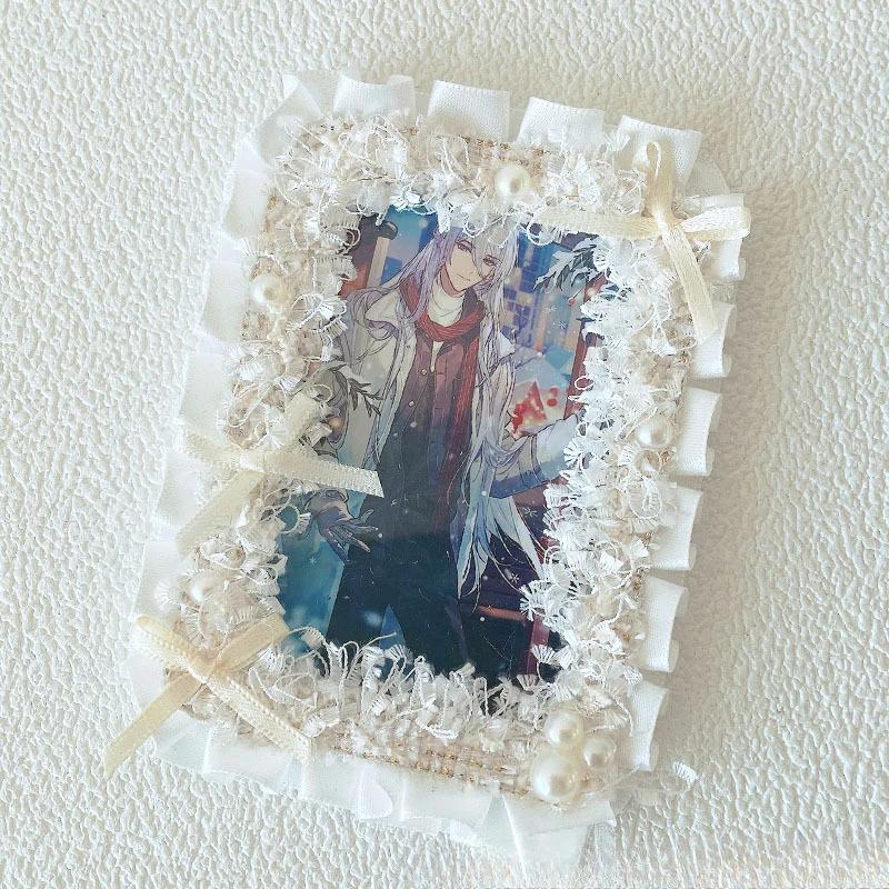 

Кавайный держатель для фотокарточек с бантом, ручная работа, упаковочные материалы для фотокарточек, рукава для карт K-pop айдолов, дисплей, аниме-рамка для карт, новинка 2025 белый