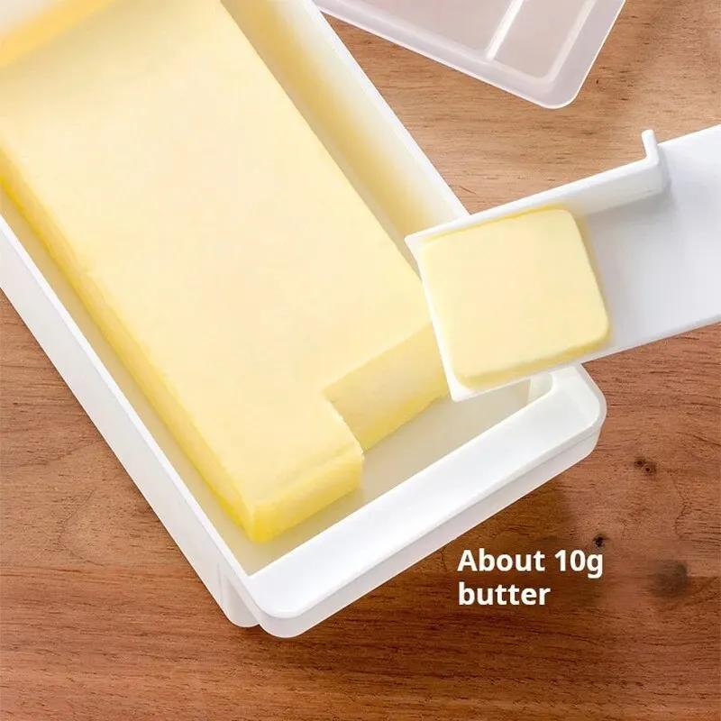 Organizer per cubetti di burro con maniglia per un facile accesso con coperchio antipolvere include taglierina per cubetti compatto e leggero