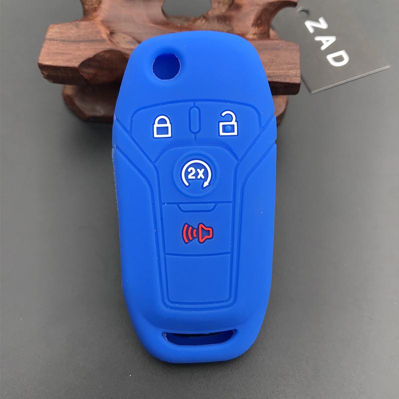 Silicone Car Key Case Shell Keychain Accessories for Ford Fusion 2013 2014 2015 Fiesta Mustang F150 F-15 4Button Flip Remote
