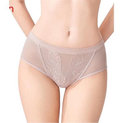 Oudifen XP4513 Women's Sexy Mid-Waist Seamless Lace Briefs