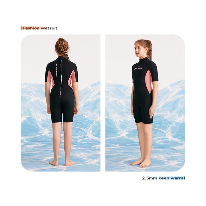 Kids 2.5mm Neoprene Wetsuit Short Sleeve Full Suit Snorkeling Surfing Cold Water Swimming