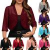 Cardigan chemise d'été tendance pour femme, en maille haute élasticité, manches trois-quarts