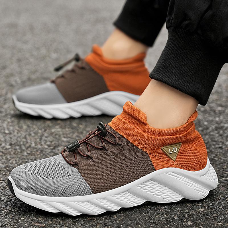 2025 autumn new fashion men's shoes breathable mesh fly-woven socks shoes running casual shoes men's sports shoes