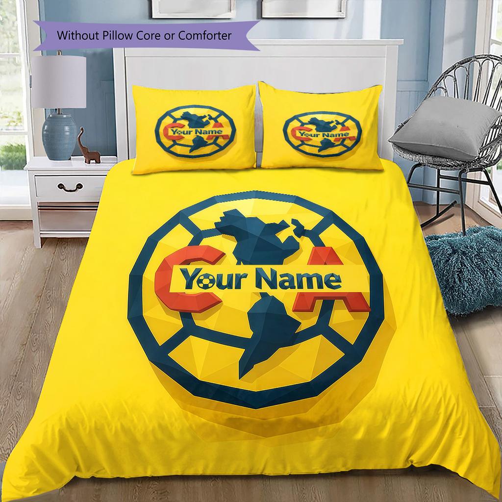 Club America Custom Name Pattern Bedding Quilt Set Quilt Cover Pillowcase Home Birthday Gift(1 * duvet cover + 2 * pillowcase, without core)