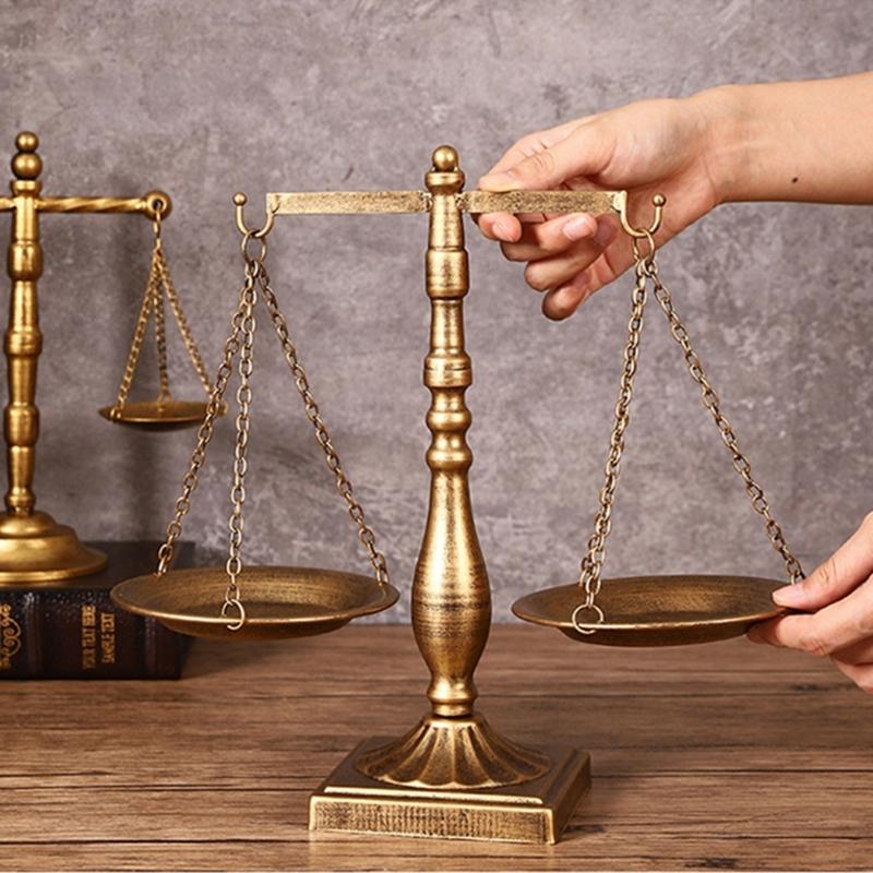 Libra Jewelry Tower Retro Balance Scale Sculpture Justice Scale for Law Students Attorneys Judges Lawyer Office Decors