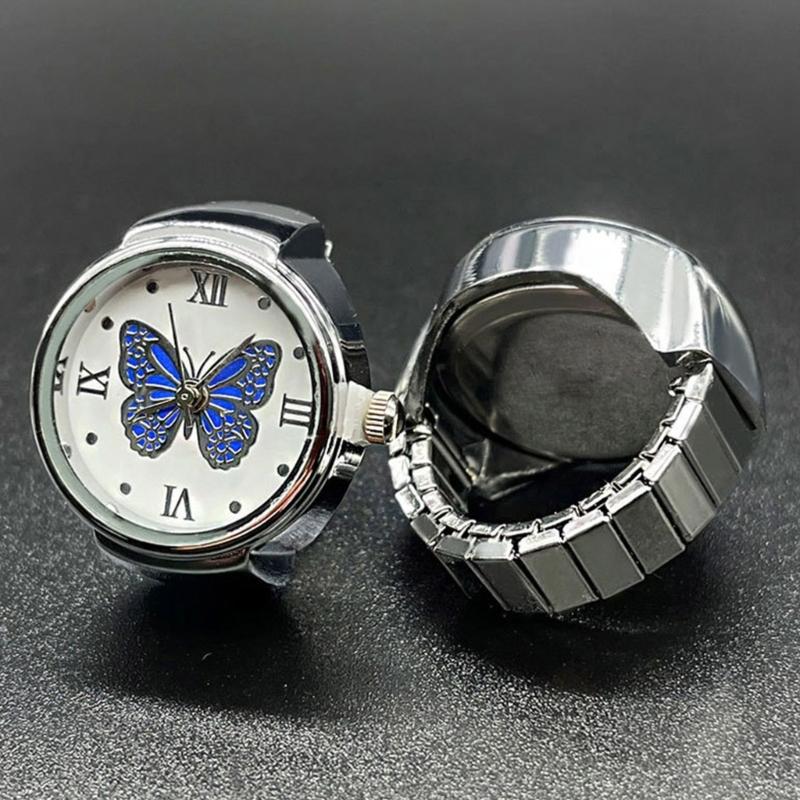 Montre Anneau pour Femmes et Hommes Montre Analogique à Quartz Cadran à Chiffres Romains Bracelet