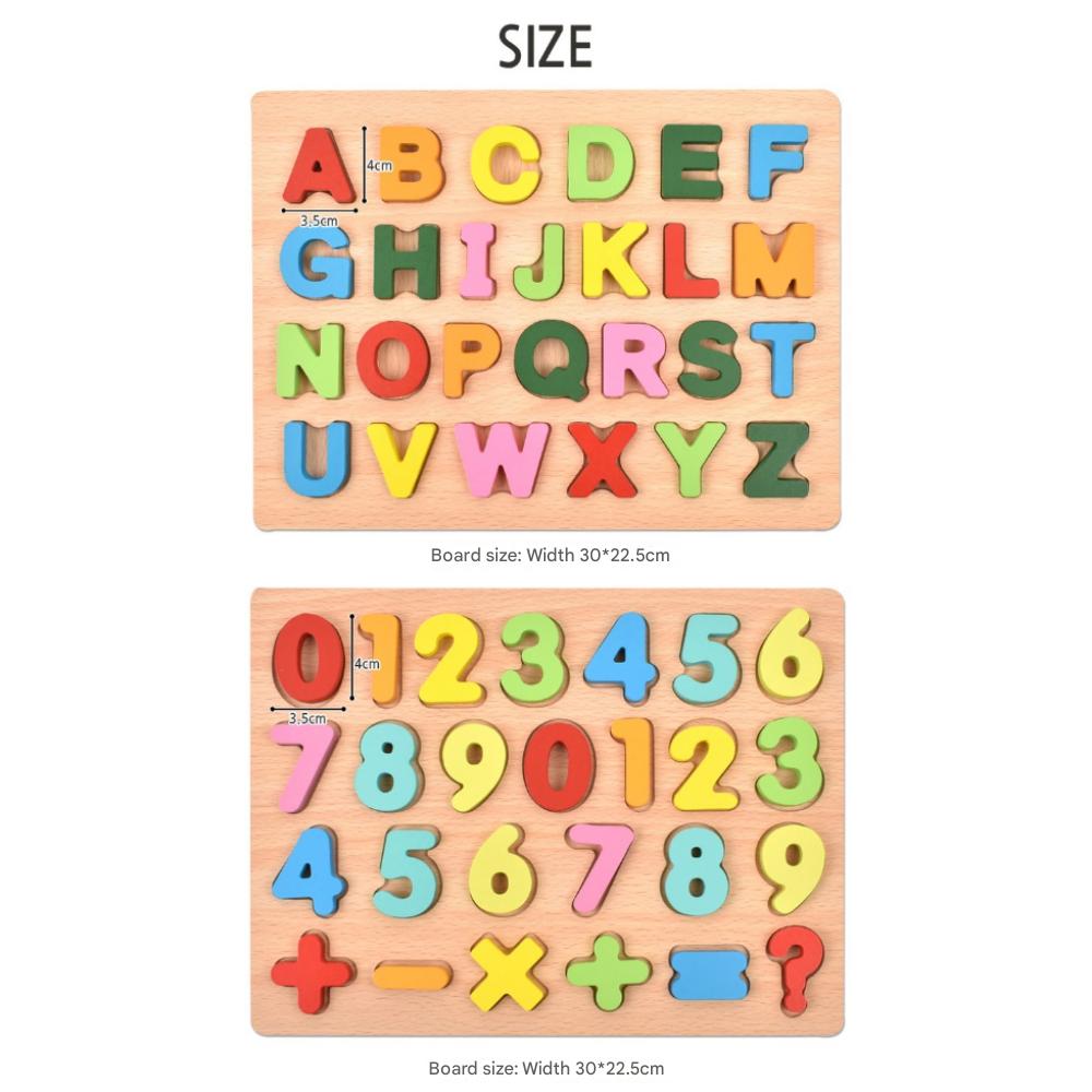Oz Toy Wooden 3D Puzzle Numbers + Uppercase English Alphabet