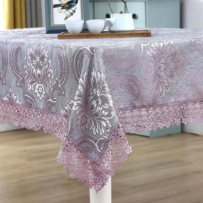 New Style Jacquard Table Cloth Rectangular Highend Coffee Table Tablecover Household Minimalist Lace Edge Universal Tablecloth