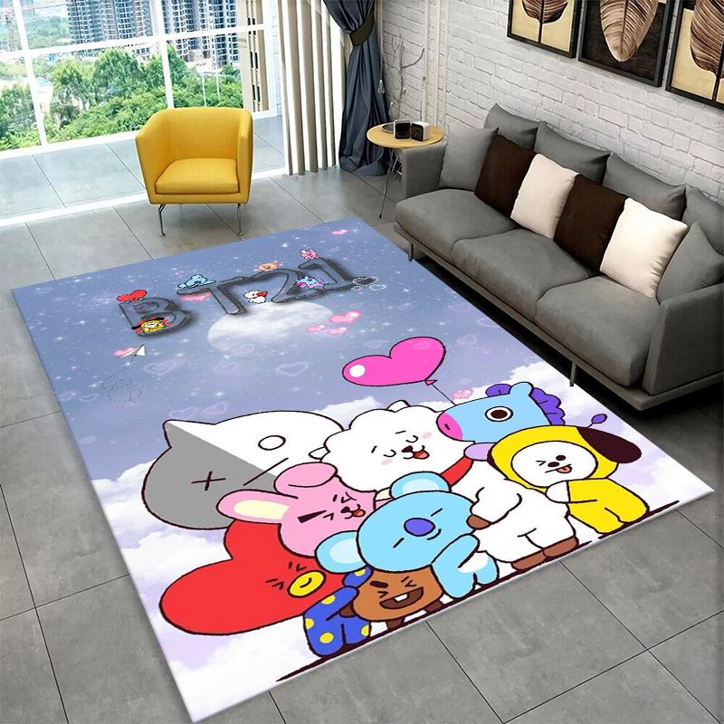 Kpop B-BTS Fashion Group Star Carpet Rug for Playroom Bedroom Living Room Sofa Home Decor,kids Area Rug Non-slip Floor Mat
