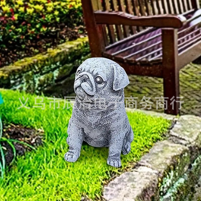 Simulationsharz Welpe Bulldogge Skulptur Ornament Außenbereich Garten Gartendekoration Tier Harz Handwerkskunst Ornament