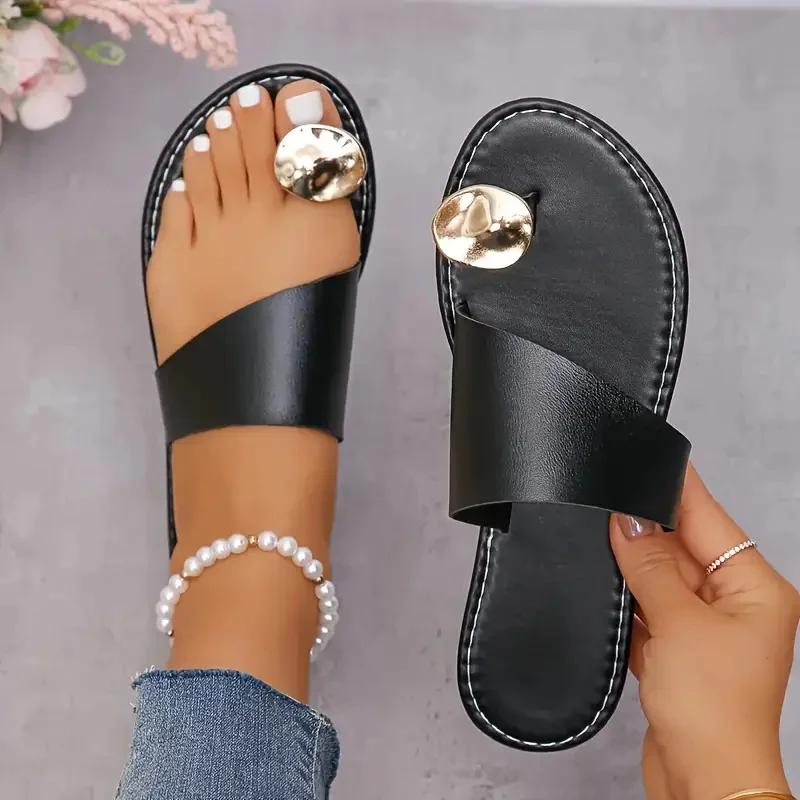 Fashion 2025 New Women Slippers Casual Beach Fashion Flip Flop Walking Shoes Summer Flat Sandals Clip Toe Roman Slippers Slides Women