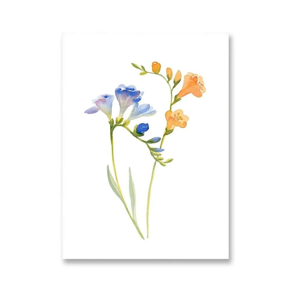 Watercolor Wildflower Flower Poster Colorful Floral Prints Plant Wall Art Canvas Painting Wall Pictures for Living Room Decor