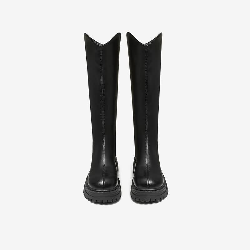 TATA Women's Chunky Heel Elastic Long Boots