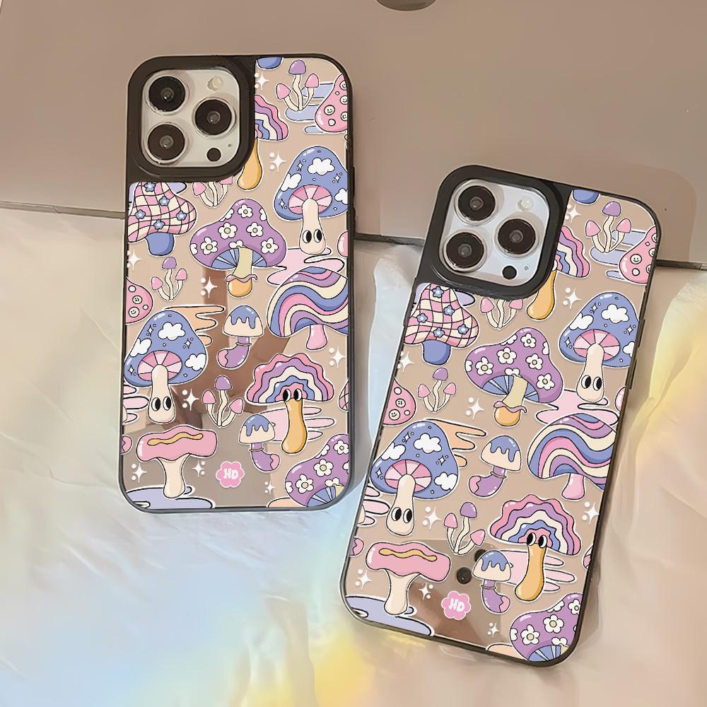 Mirror Phone Case for iPhone 15 11 13 14 for 15 16 Pro Max 12 13 16 Pro Cloud Flower and Animal Cute Style Phone Case