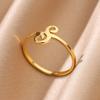 Stylish Adjustable 26-Letter Stainless Steel Ring for Women - A-Z Personalized Initial Finger Ring