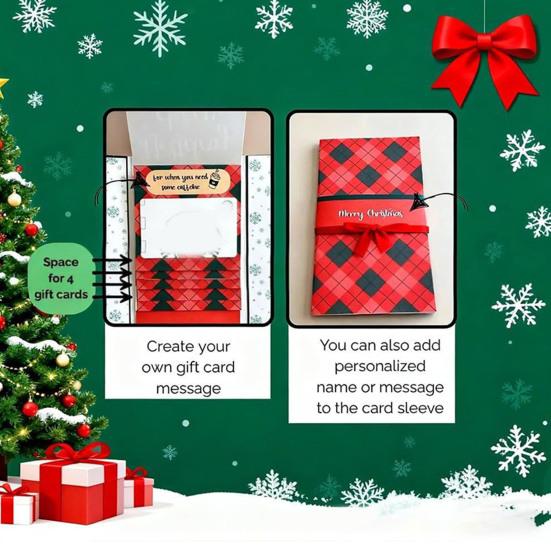 Christmas Gift Card Holder Book Xmas Money And Gift Card Sleeve Book Festive Greeting Card Organizer for Group Gifting And Personalized Wishes