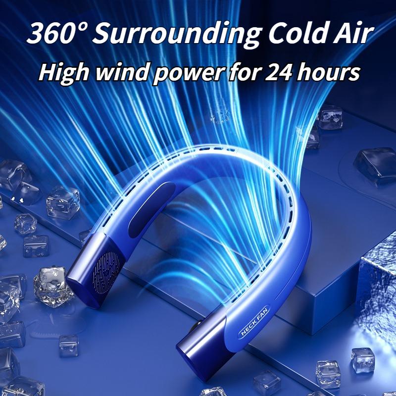 2025 USB Rechargeable Neck Fan - Portable, Silent, Leafless Fan for Outdoor, Home, and Office Use
