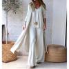 Women's Spring and Autumn Loose Casual Suit Big Size Solid Color Top + Pants Set