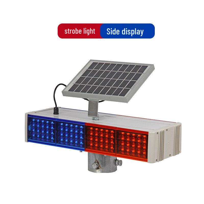 Double-Sided Solar LED Traffic Warning Light: Red & Blue Flashing Signals for Road Construction