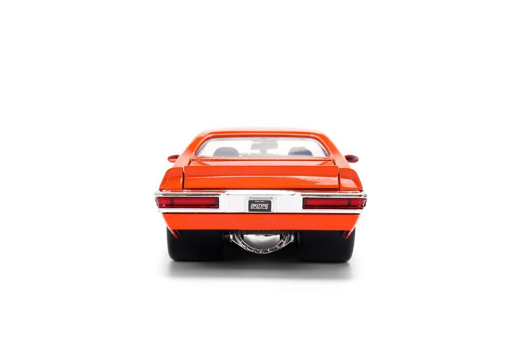 Jada Toys Big Time Muscle 1971 Pontiac GTO Diecast Car Opening Trunk and Rubber Tires 124 – Doors, Hood, (Orange)