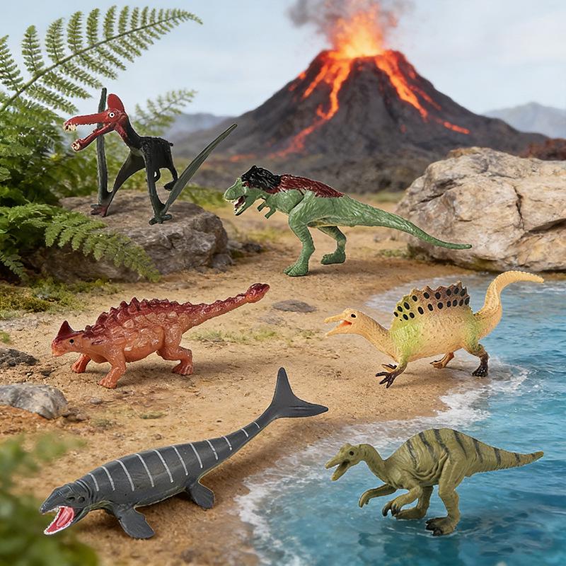Realistic Mini Dinosaur Toy Set - T. Rex, Velociraptor, Triceratops, Mosasaurus, Ankylosaurus, Pterodactyl