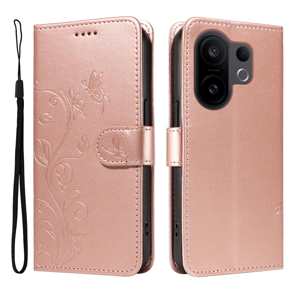 For Vivo X200 FE 5G/vivo S30 Pro Mini 5G PU Leather Cases Flower Pattern Wallet Stand Phone Cover with Strap