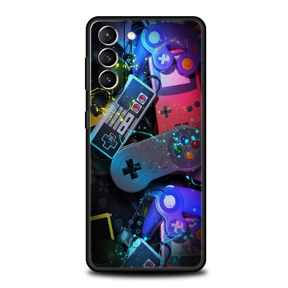 Game Controller Graphic Phone Case For Samsung Galaxy S26 Ultra S25 Plus S24 FE S23 S22 5G S21 S20 Cover Black Soft
