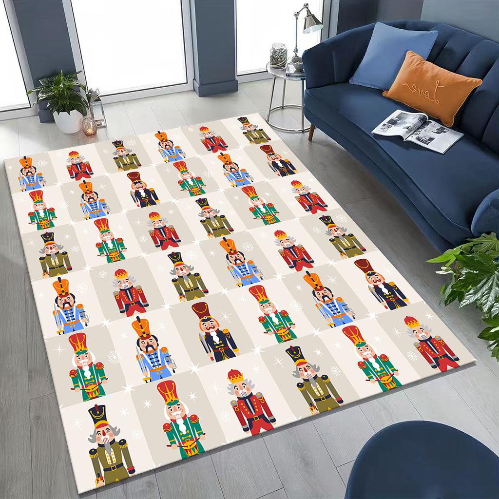 2026 New Nutcracker Merry Christmas Tree Cartoon Puppet Gift Carpet Rug for Bedroom Living Room Sofa Home Doormat Decor,Non-slip