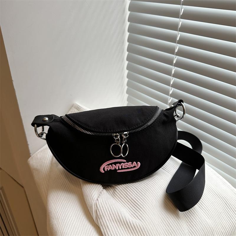 Simple Letter Calico Bag Dumpling Bag New Solid Color Casual Versatile Shoulder Messenger Bag