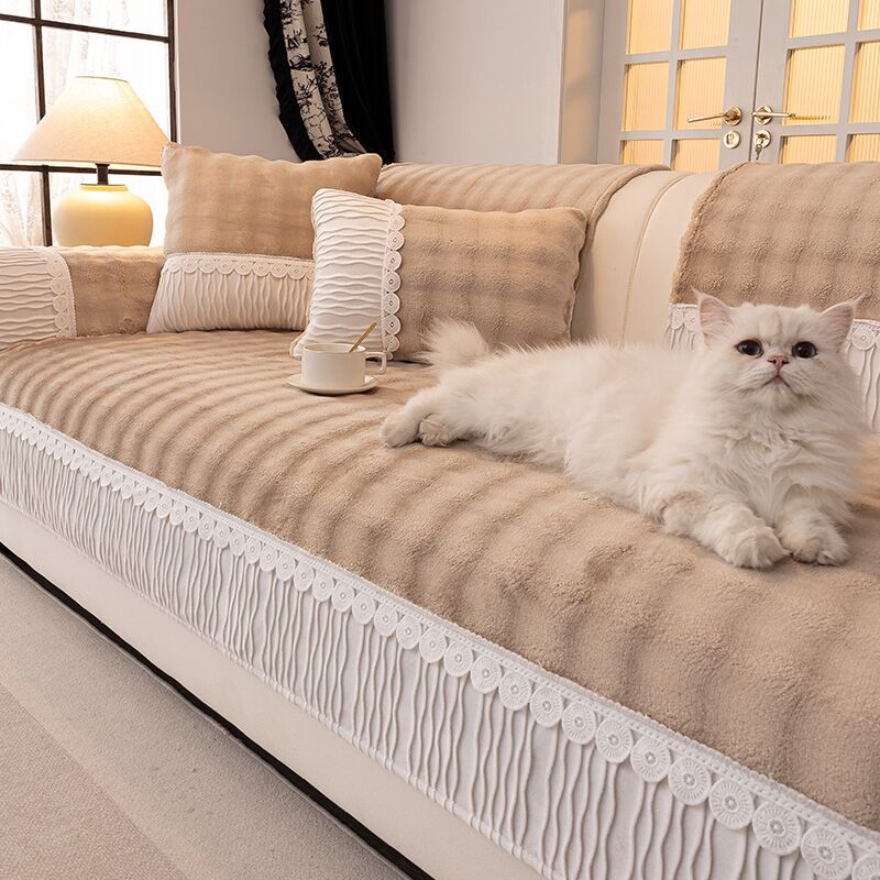 

Winter Plush Sofa Cushion Non-Slip Thickened Seat Cushion French Light Luxury High Sense Winter Sofa Cover Cloth Towel 70*70cm