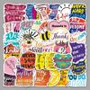 50 Cartoon Inspirational English Graffiti Stickers for Scooters, Laptops, Suitcases, and Motorcycles.