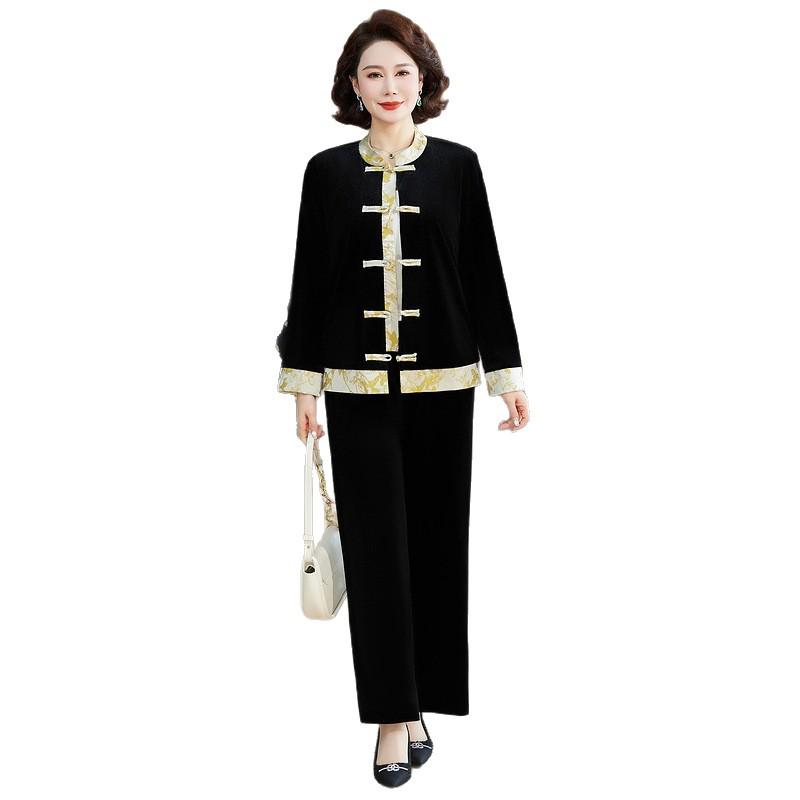 2026 Elegant Autumn Suit: Stylish Top & Two-Piece Set for Middle-Aged and Elderly Women