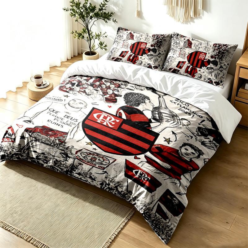 CR Flamengo 3pc Duvet Cover Set Simple Modern Bedding Set Wrinkle Resistant Soft Fabric All Season Use a perfect gift