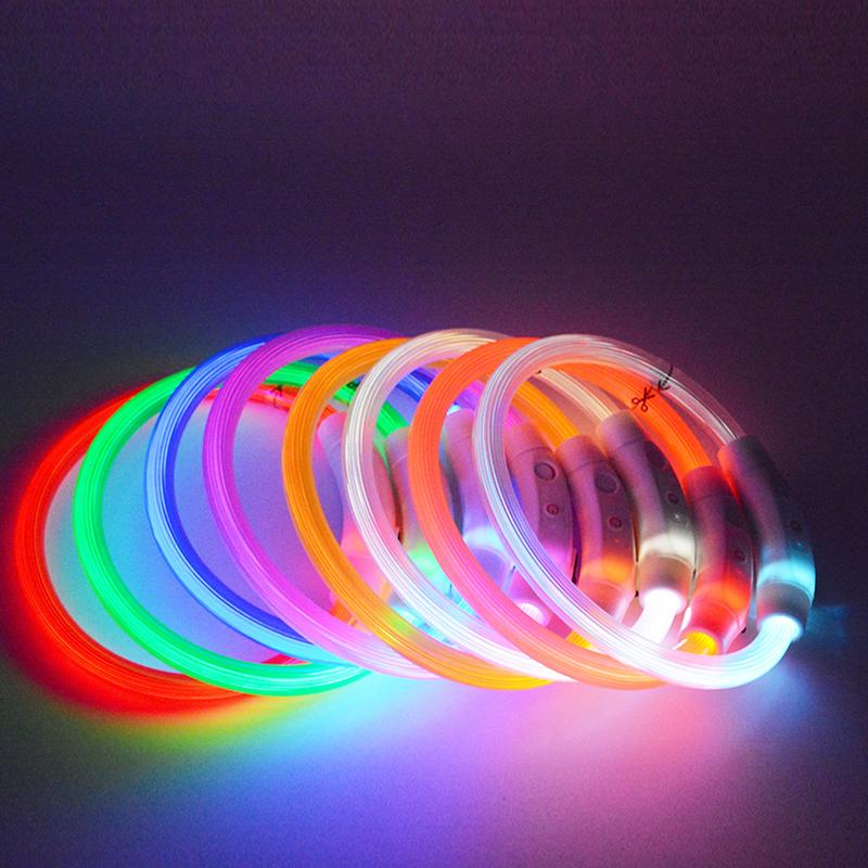 USB Rechargeable LED Fiber Optic Collar for Pets Luminous Anti-Lost Dog Accessory Outdoor Light Collar