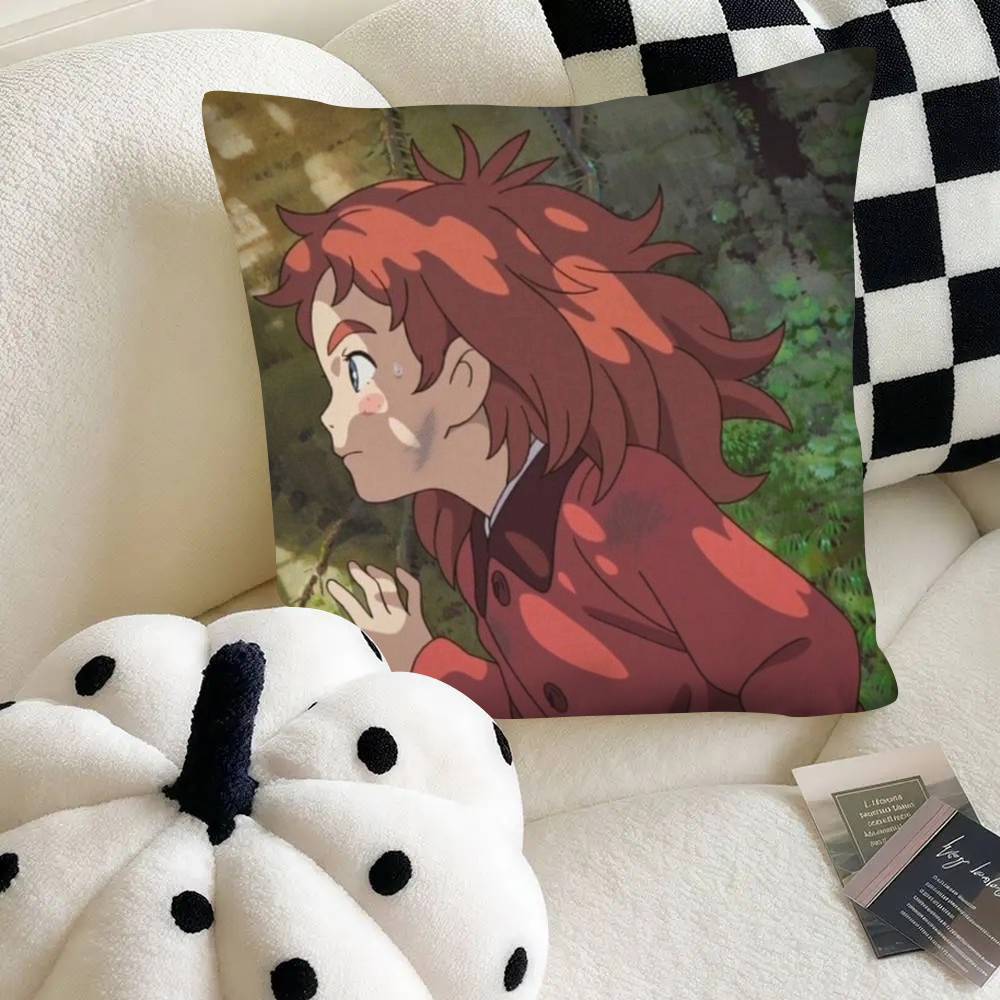 Movie Mary And The Witchs Flower Pillow Case Fashion Square Pillowcase Bedroom Sofa Room Ins Decoration Leisure
