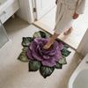 Floral Plüsch-Bodenmatte 3D Optische Illusion Blumen Teppich Rutschfest Wasserabsorbierend Badematte für Wohnzimmer Badezimmer Küche