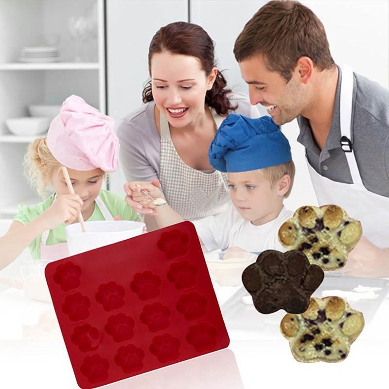 3D Psí Stopy Otisk Tlapky Silikonová Želé Puding Dezert Forma na Dort Nástroje DIY