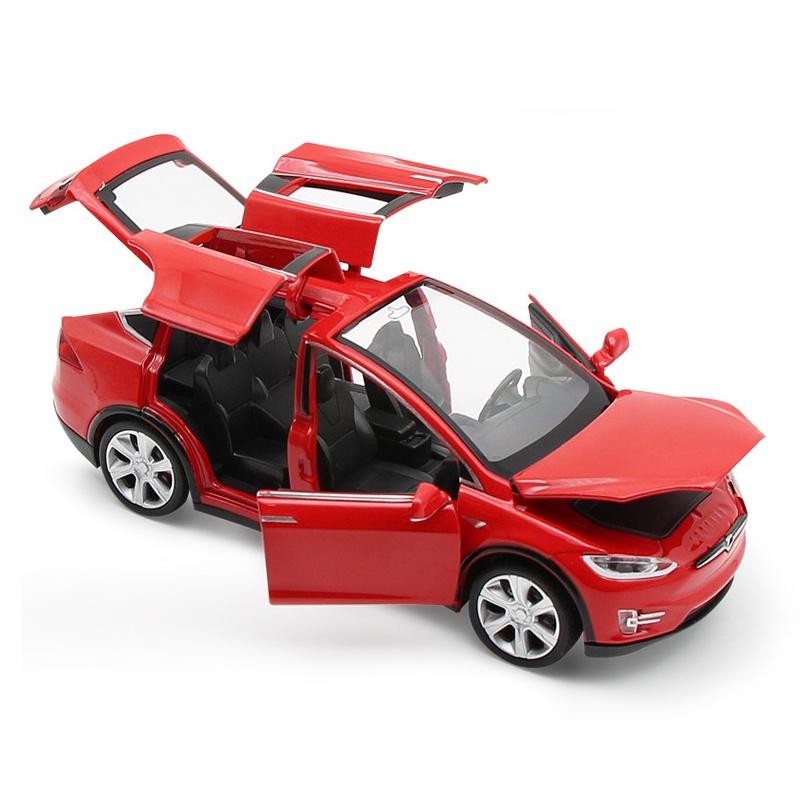 Tesla Model 132 X 90d Suv Diecast Model Car Soundlight Pull Back Kids Toy Gift