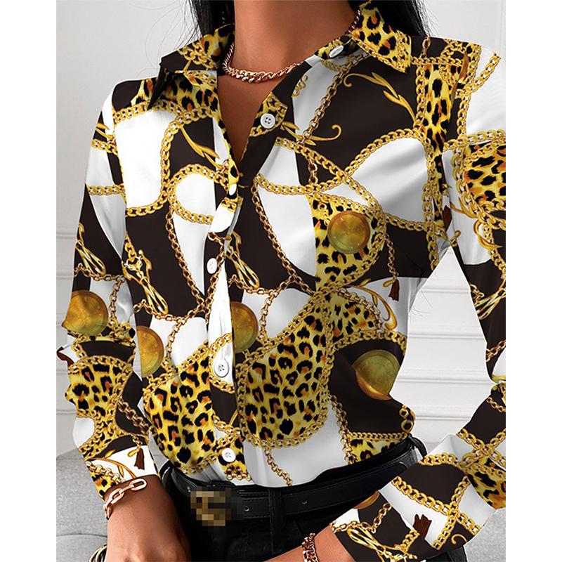 S-XXL Women's Printed Long-sleeved Shirt