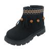 Girls Winter Boots With Tassel Trim Faux Leather Mid-Calf Warm Shoes Kids Ages 4-12 Rubber Sole Anti-Slip