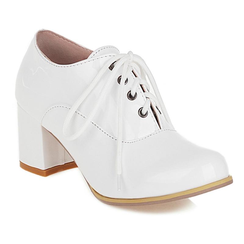 

Жіночі фіолетові туфлі-лофери на високих підборах, модні шнурівки, чорні білі блочні підбори, вечірні весільні офісні туфлі, жіночі великі розміри 45 38