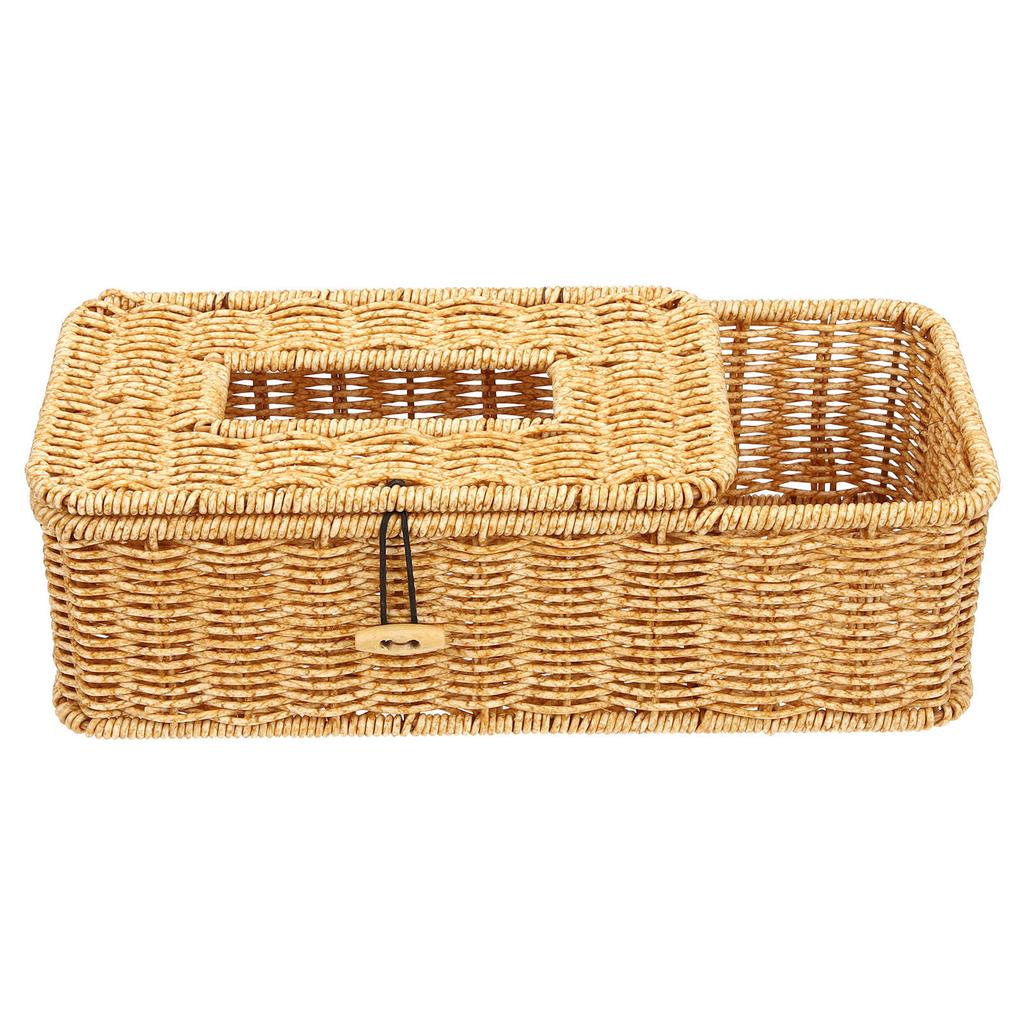 Multifunctional Tissue Box Woven Design Desktop Organizer For Home Bathroom Office Napkin Holder Storage Container