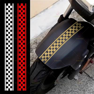 1pc Checkered Stripe Motorcycle Helmet Sticker Durable for Motorcycle Fairing Fuel Tank Car Doors Trunk Universal Vinyl Decals