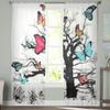 Tree Butterfly Black Nature Sheer Curtains For Living Room Kids Bedroom Tulle Curtains Kitchen Window Treatment Drapes