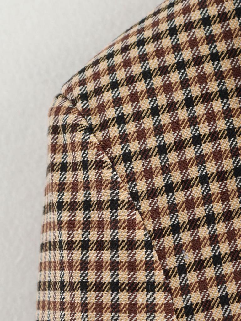 Spring 2025 Women's Euro-American Style Houndstooth Belted Suit