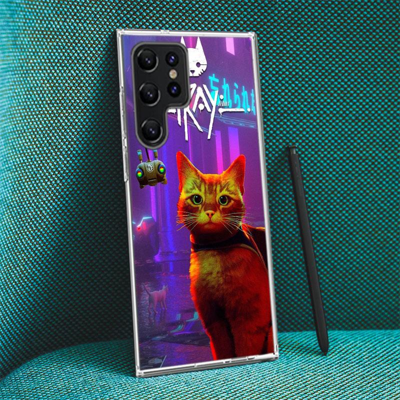 Game S-Stray Cat Capa Phone Case For Samsung S26 Ultra S25 Edge Galaxy S23 S21 S20 S24 FE S22 S10 Plus Cover Clear TPU Shell Coq