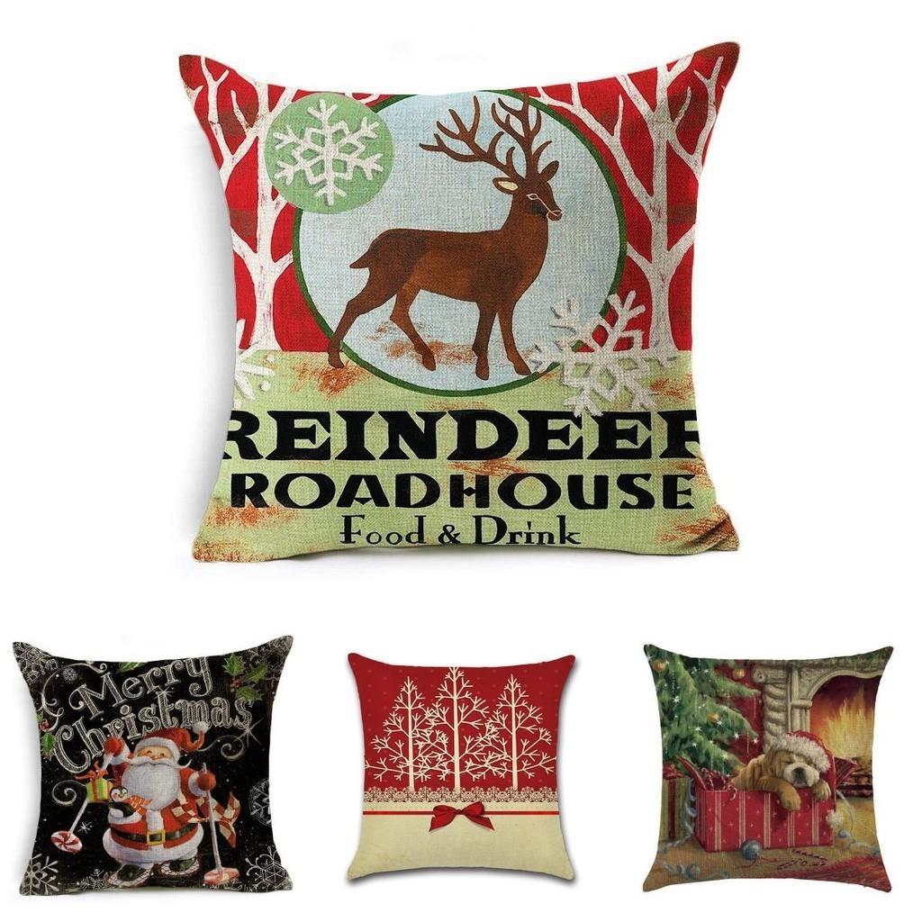 Stylish Christmas Xmas Linen Cushion Cover Featuring Unique Holiday Patterns And Colors