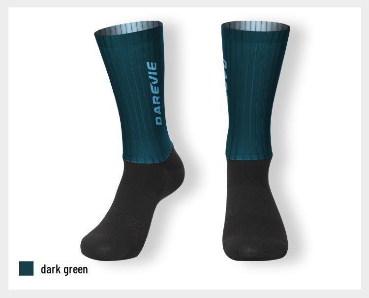 Calzini da Ciclismo Brave Darevie Aero - Lycra a Righe, Traspiranti, Design Aerodinamico
