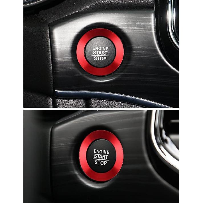 LECART Push Start Button Cover Ring Fit for Jeep Cherokee/Grand Cherokee 2014-2024 Car Accessories Interior Red Decoration Stickers Metal Decal Trim