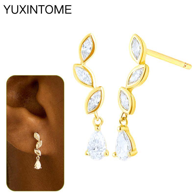 925 Silbernadel Exquisite Weiße Zirkon Steckerohrringe für Damen Geometrische Lange Kette Quaste Ohrringe Luxuriöser Schmuck